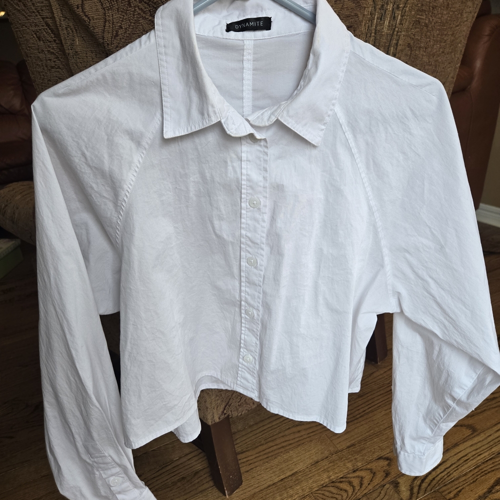 Dynamite White Button-Up Women's Top